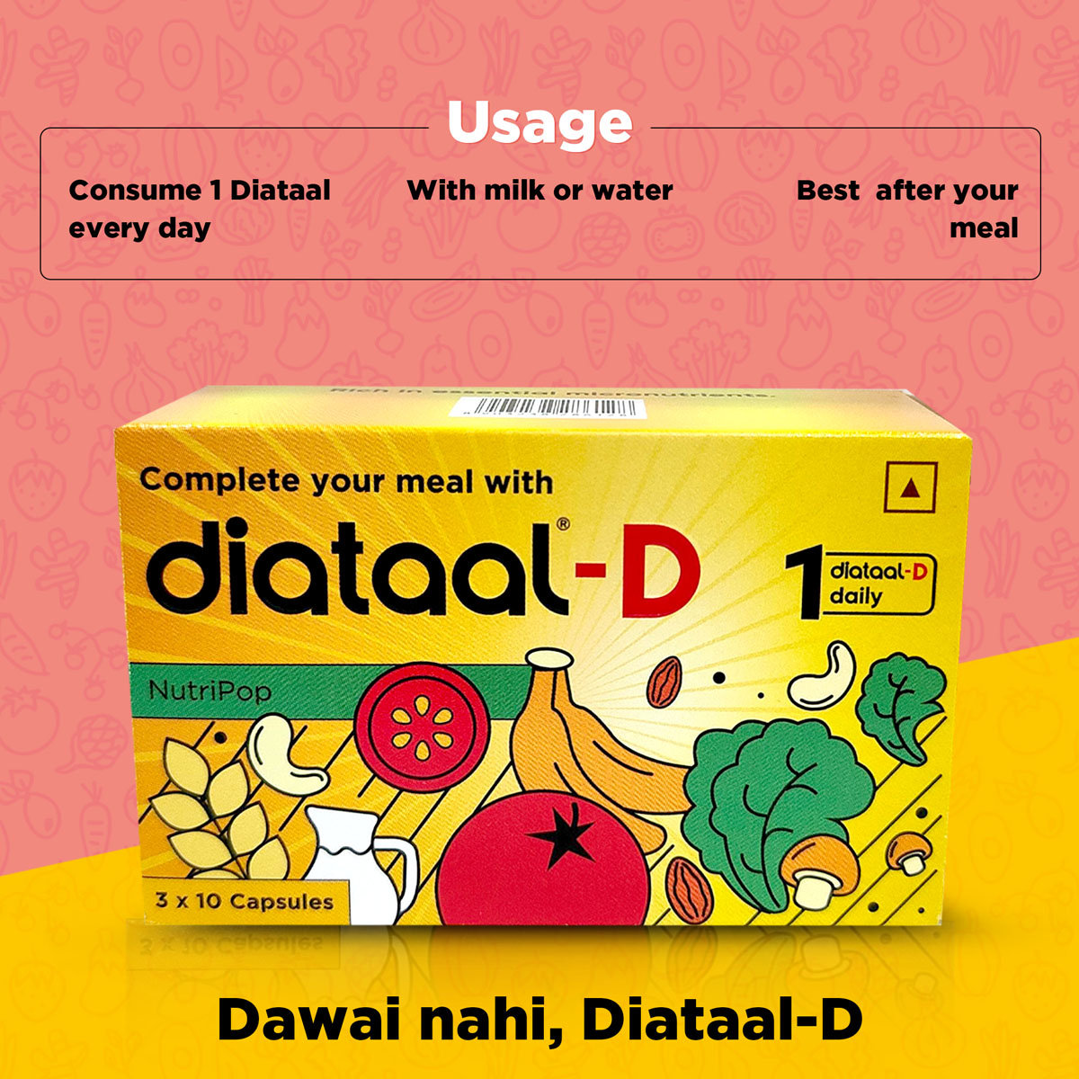Diataal-D Multivitamin For Men & Women 30 Capsules | vit. D, ALA, B-complex | Sustained Energy | Heart Health | Healthy Blood Sugar Management, Pack of 30 Diataal-D Multivitamin For Men & Women 30 Capsules | vit. D, ALA, B-complex | Sustained Energy | Heart Health | Healthy Blood Sugar Management, Pack of 30