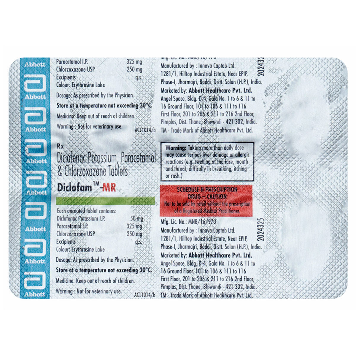 Diclofam-MR Tablet 10's, Pack of 10 TabletS Diclofam-MR Tablet 10's, Pack of 10 TabletS