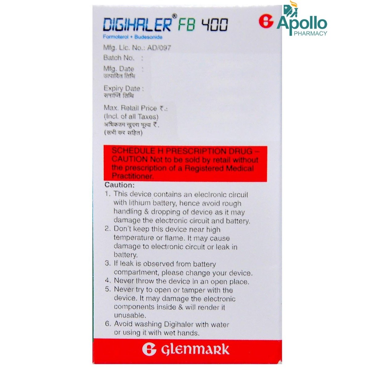 Digihaler FB 400 Inhaler 120 mdi, Pack of 1 INHALER Digihaler FB 400 Inhaler 120 mdi, Pack of 1 INHALER