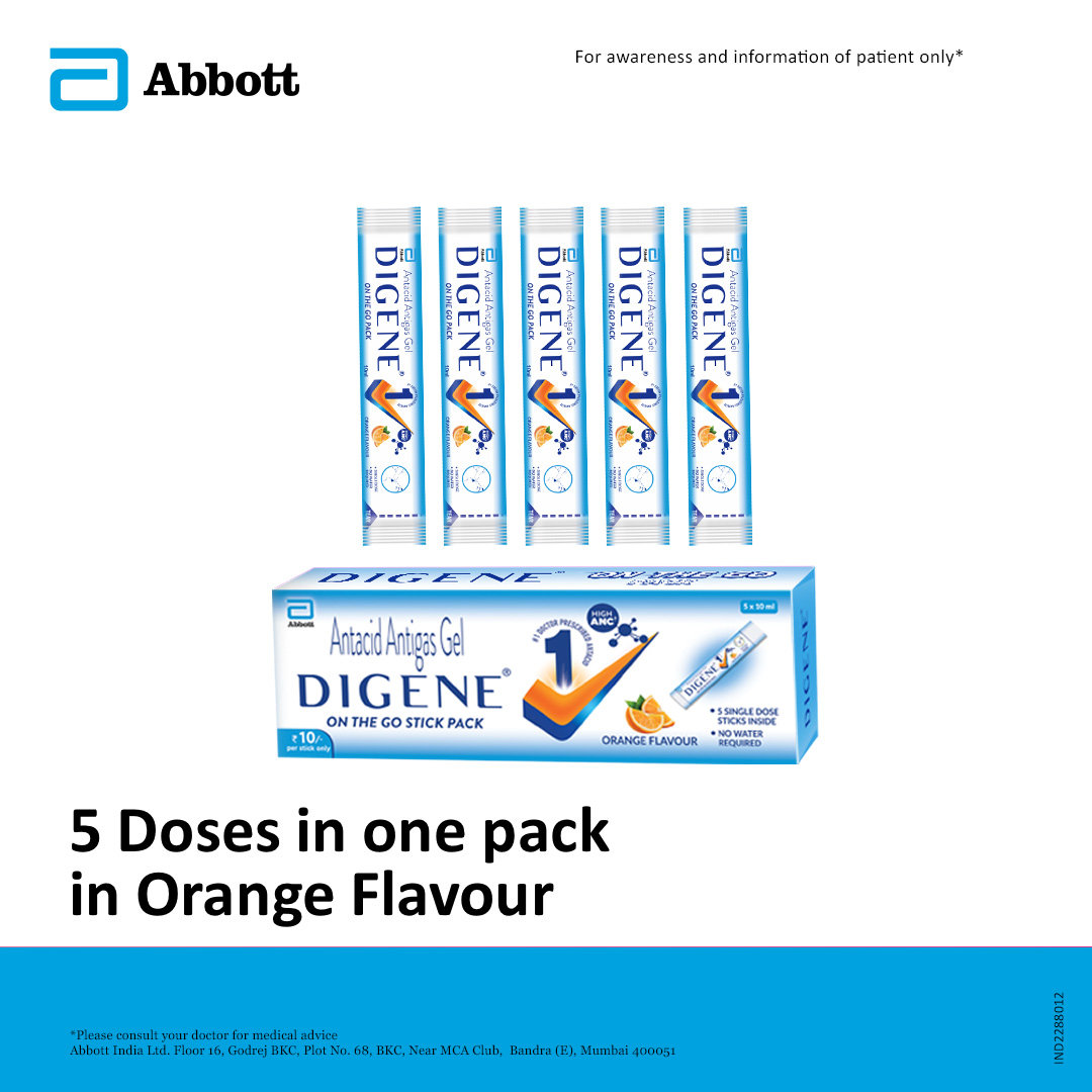 Digene On The Go Pack Orange Flavour Antacid Antigas Gel, 5x10 ml, Pack of 1 Digene On The Go Pack Orange Flavour Antacid Antigas Gel, 5x10 ml, Pack of 1