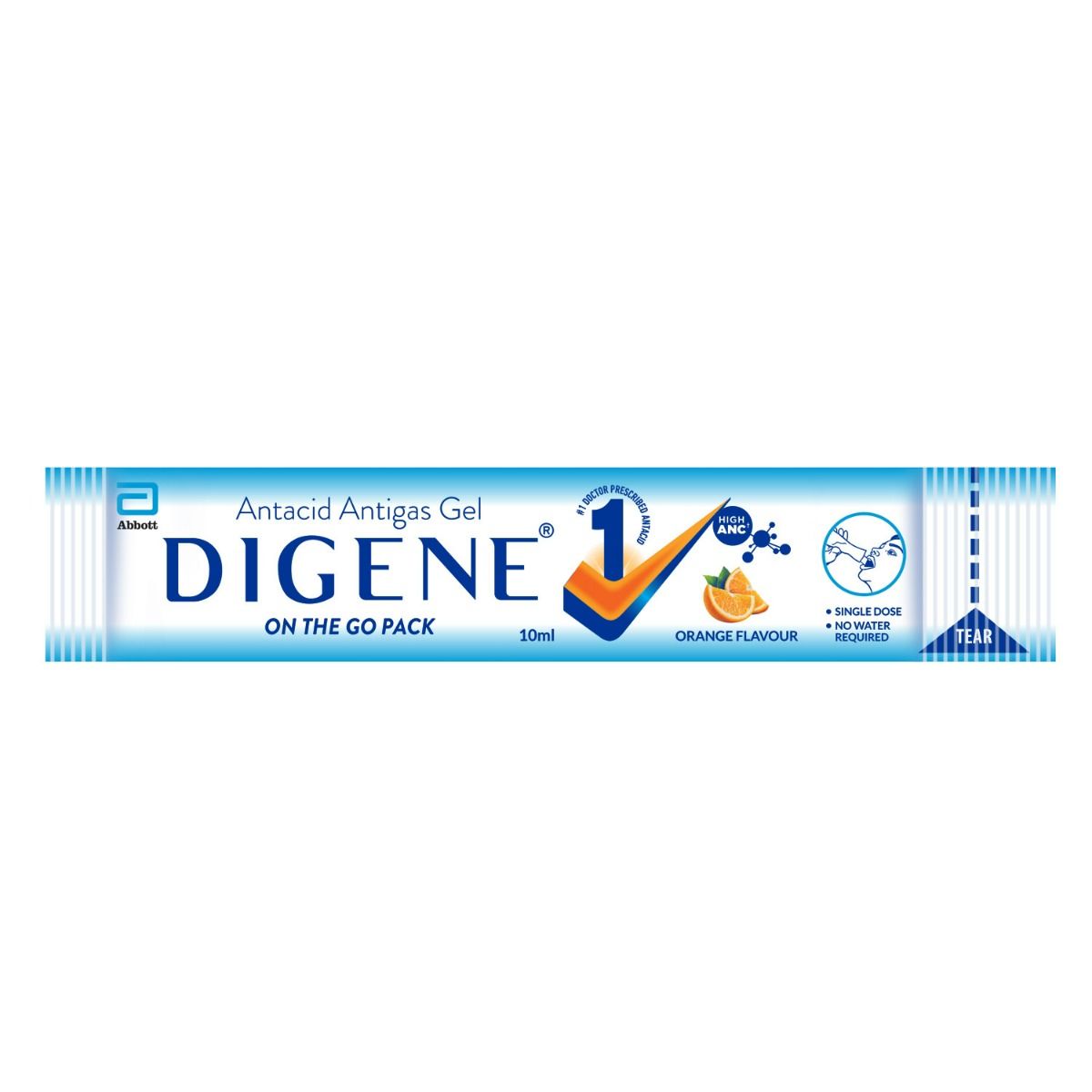 Buy Digene On The Go Pack Orange Flavour Antacid Antigas Gel, 5x10 ml Online