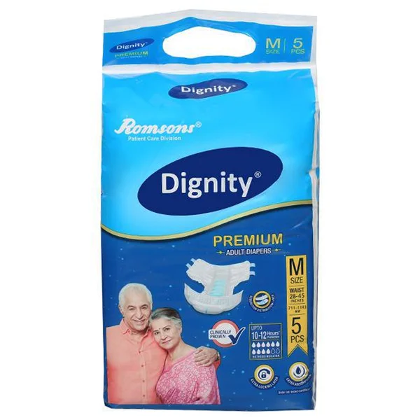 Dignity Premium Adult Diapers Medium, 5 Count