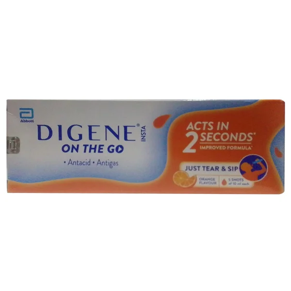 Digene Insta On The Go Orange Flavour, 50 ml (5 X 10 ml), Pack of 1