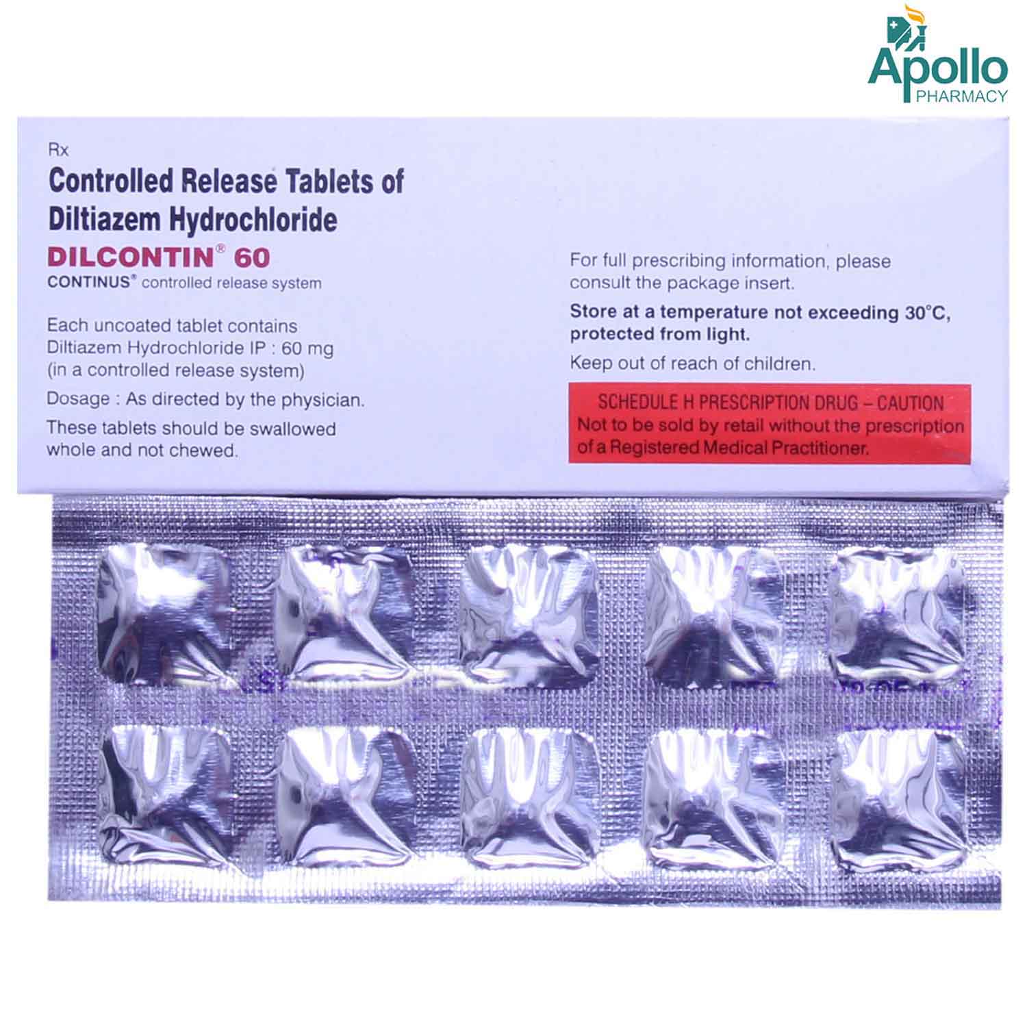 Dilcontin 60 Tablet 10's, Pack of 10 TabletS Dilcontin 60 Tablet 10's, Pack of 10 TabletS