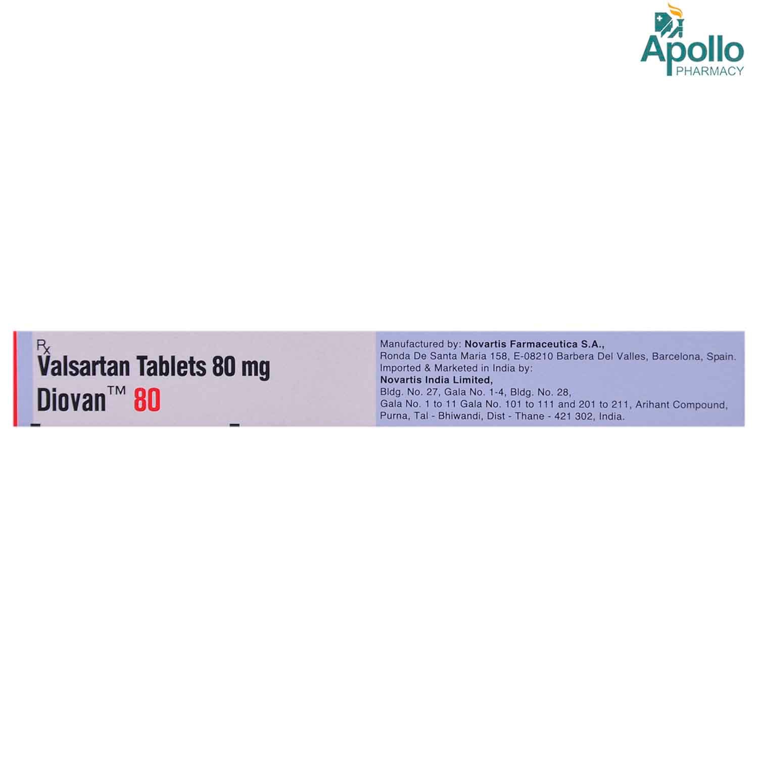 Diovan 80 Tablet 14's, Pack of 14 TABLETS Diovan 80 Tablet 14's, Pack of 14 TABLETS