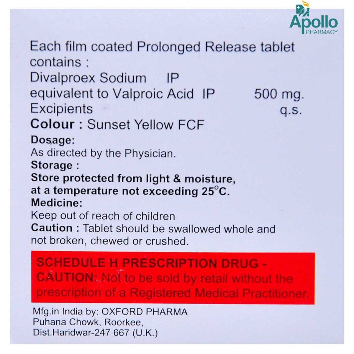 Divalex OD-500 Tablet 10's, Pack of 10 TABLETS Divalex OD-500 Tablet 10's, Pack of 10 TABLETS