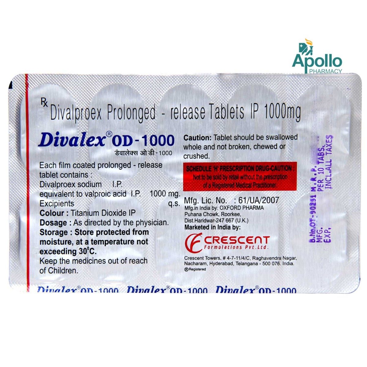 Divalex OD 1000 Tablet 10's, Pack of 10 TABLETS Divalex OD 1000 Tablet 10's, Pack of 10 TABLETS