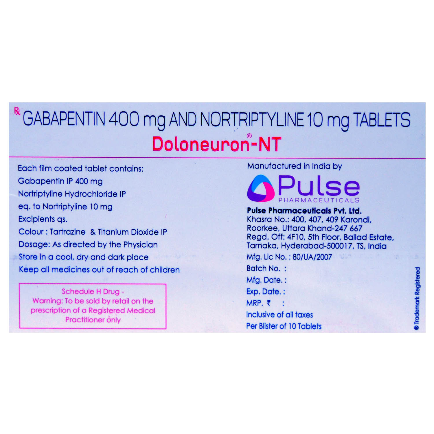 Doloneuron-NT Capsule 10's, Pack of 10 CAPSULES Doloneuron-NT Capsule 10's, Pack of 10 CAPSULES