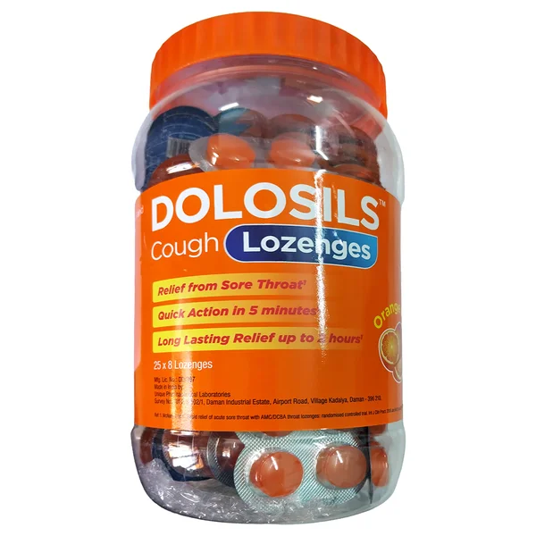 Dolosils Orange Flavour Cough Lozenges, 200 Count, Pack of 200