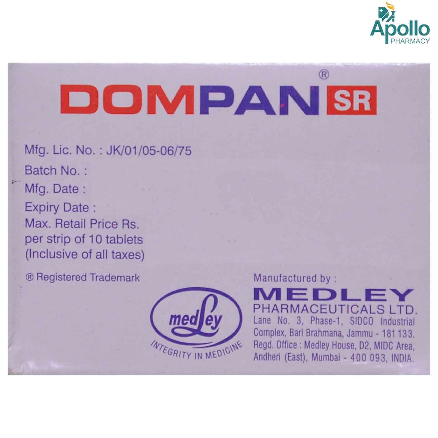 Dompan SR Tablet 10's, Pack of 10 Dompan SR Tablet 10's, Pack of 10