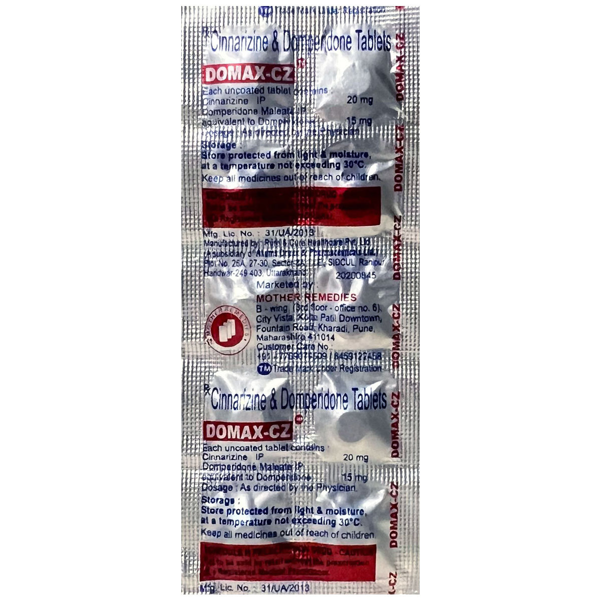 Domax-CZ Tablet 10's, Pack of 10 Domax-CZ Tablet 10's, Pack of 10