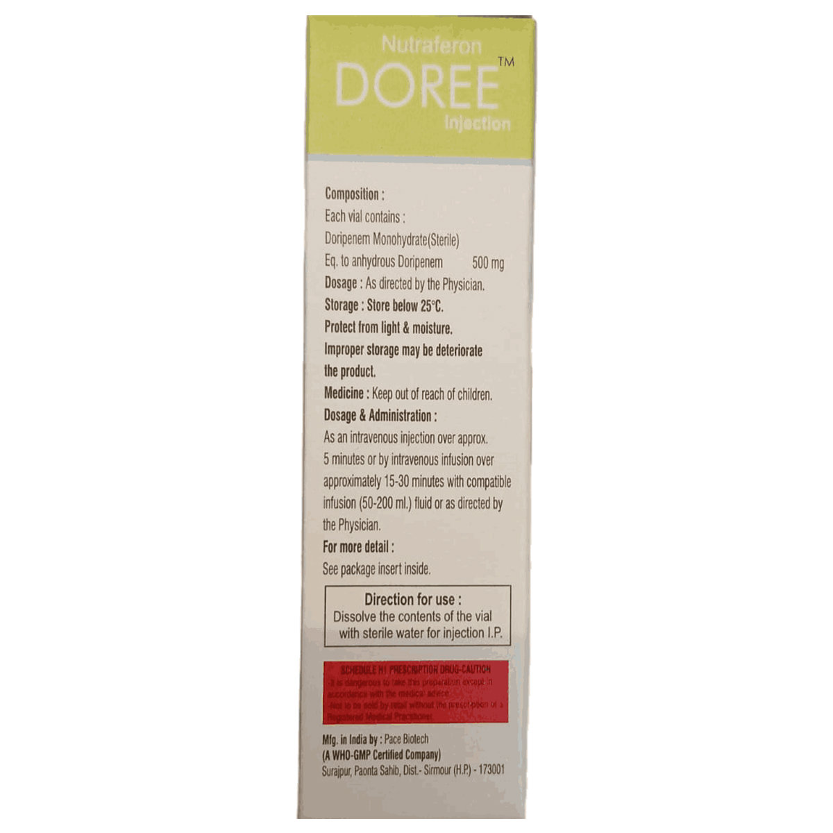 Doree 500 mg Injection 1's, Pack of 1 INJECTION Doree 500 mg Injection 1's, Pack of 1 INJECTION