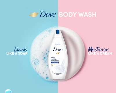 Dove Deep Moisture Body Wash 250 ml | With 100% Plant-Based Moisturisers | Moisturises Skin For 24Hr | 100% Gentle Cleanser | For Dry Skin, Pack of 1