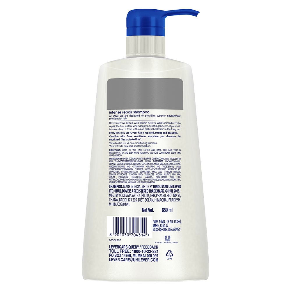 Dove Intense Repair Shampoo, 650 ml, Pack of 1 Dove Intense Repair Shampoo, 650 ml, Pack of 1