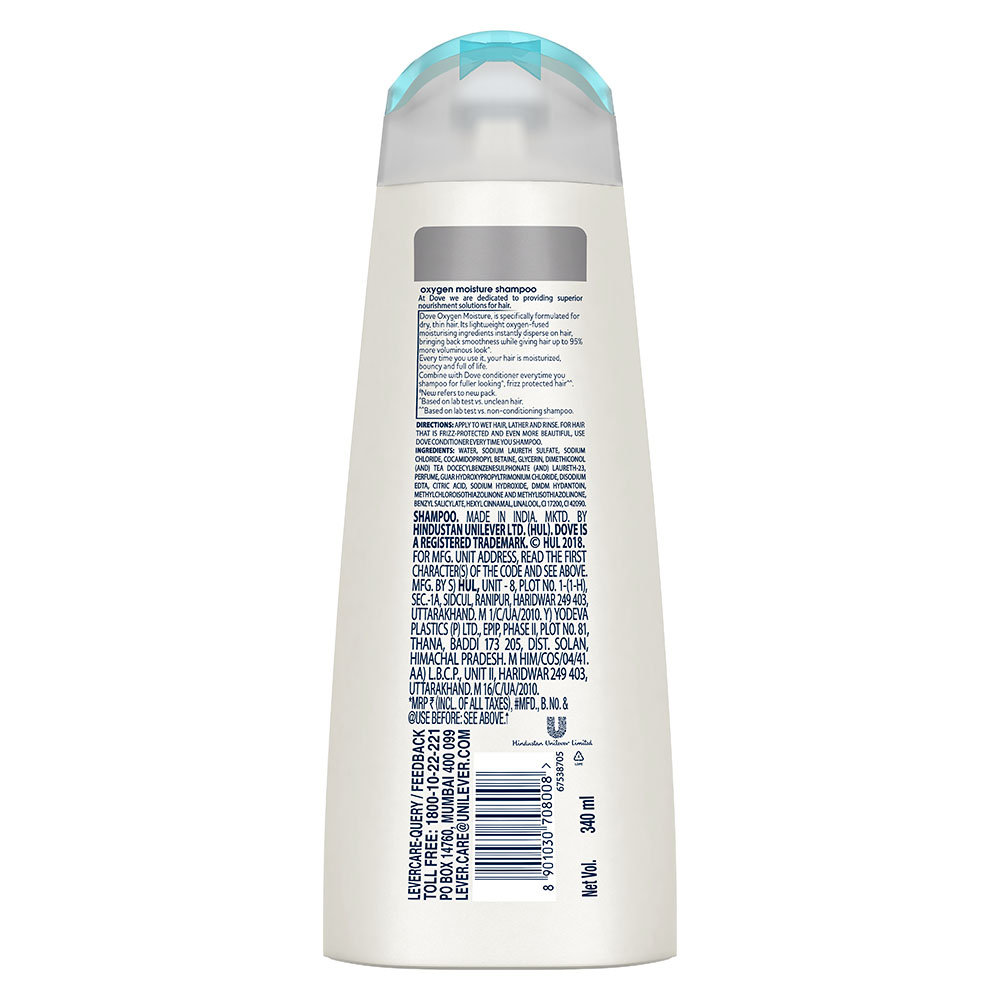 Dove Oxygen Moisture Shampoo, 340 ml, Pack of 1 Dove Oxygen Moisture Shampoo, 340 ml, Pack of 1