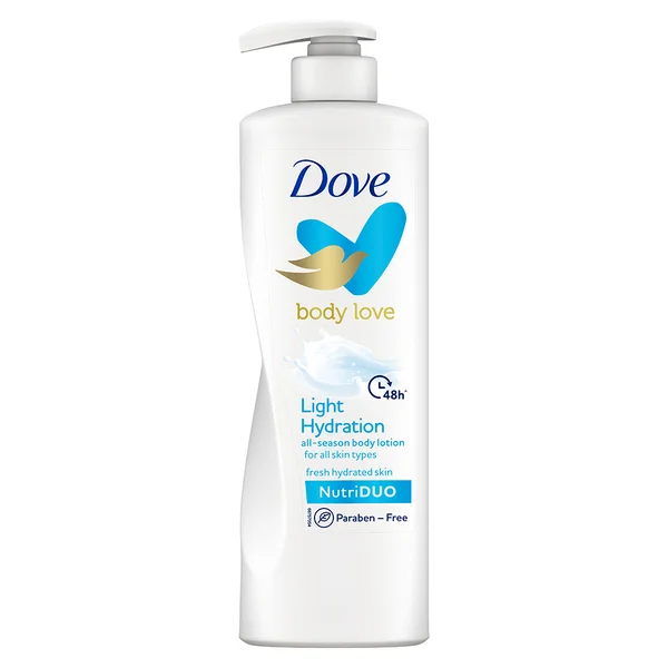 Dove Body Love Light Hydration Body Lotion 400 ml | With Nutri Duo | 48 Hr Long Lasting Hydration | Keep Skin Fresh &amp; Hydrated | All Season Body Lotion | For All Skin Type, Pack of 1