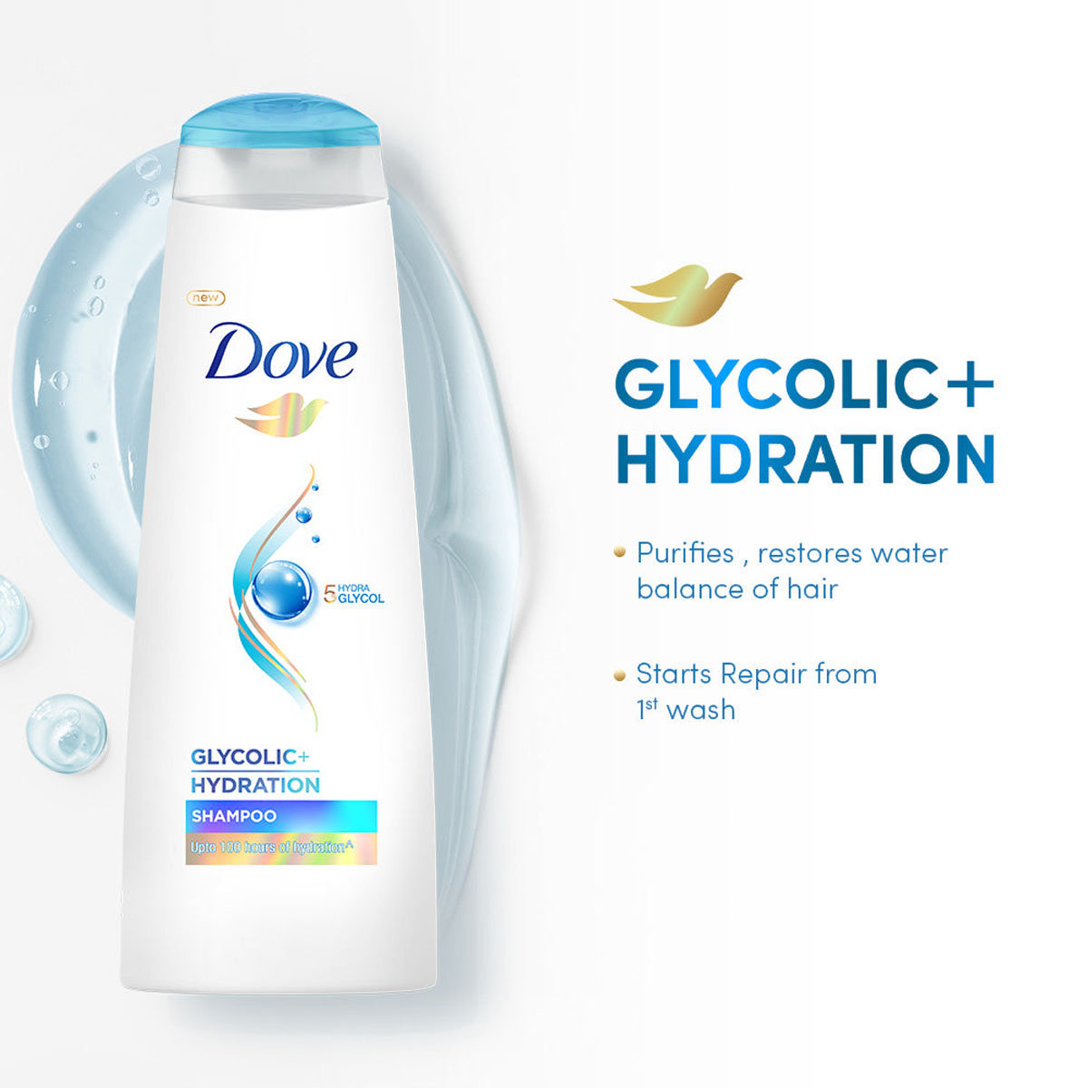 Dove Glycolic+ Hydration Shampoo, 180 ml, Pack of 1 Dove Glycolic+ Hydration Shampoo, 180 ml, Pack of 1