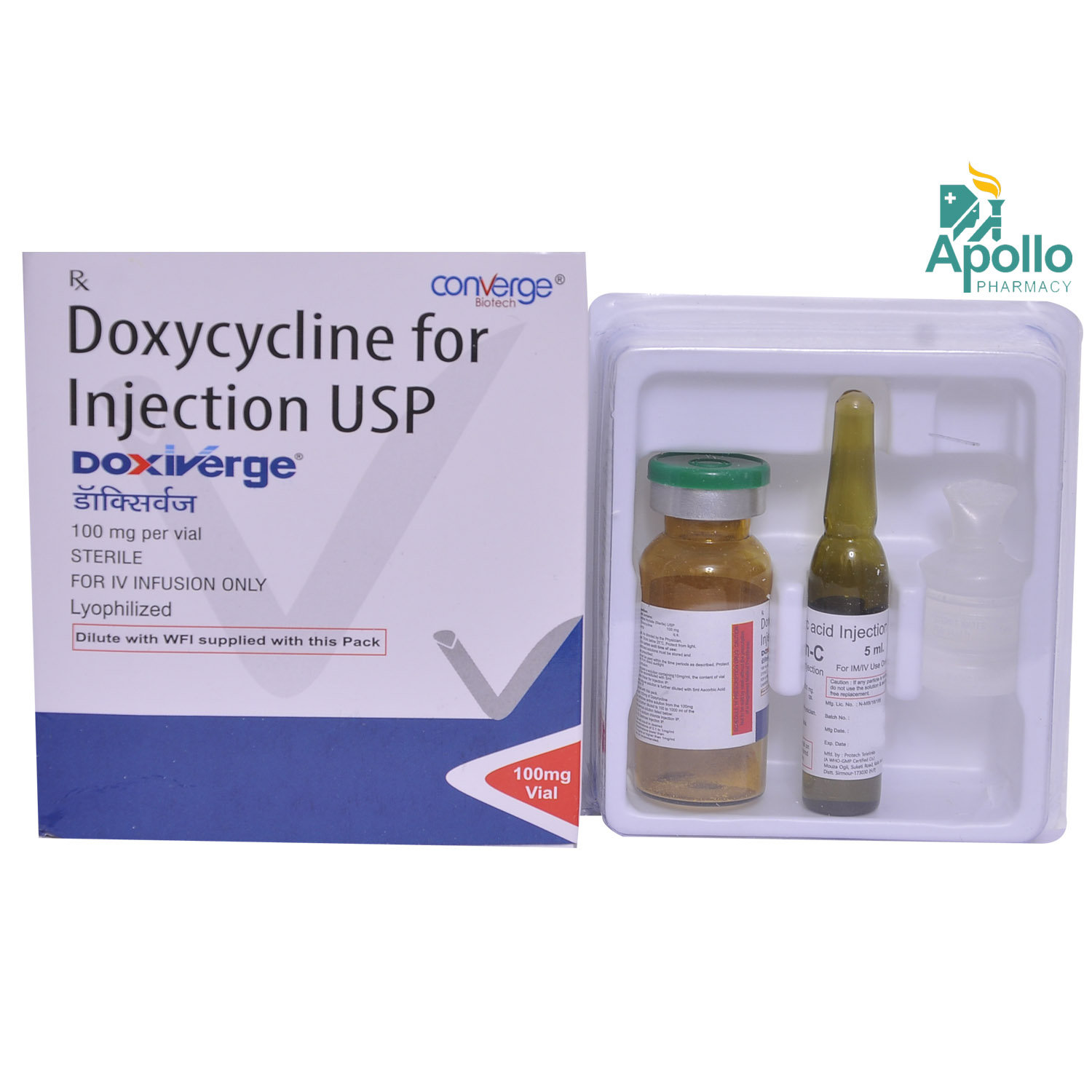 Doxiverge 100 mg Injection, Pack of 1 Injection Doxiverge 100 mg Injection, Pack of 1 Injection