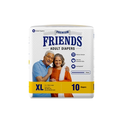 Friends Premium Adult Diapers XL, 10 Count, Pack of 1