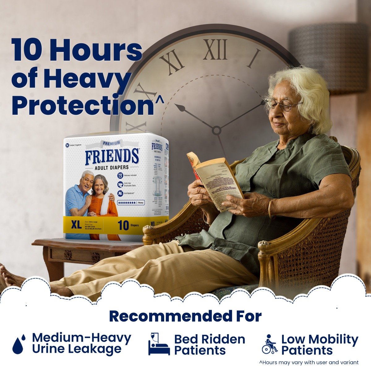 Friends Premium Adult Diapers XL, 10 Count, Pack of 1 Friends Premium Adult Diapers XL, 10 Count, Pack of 1