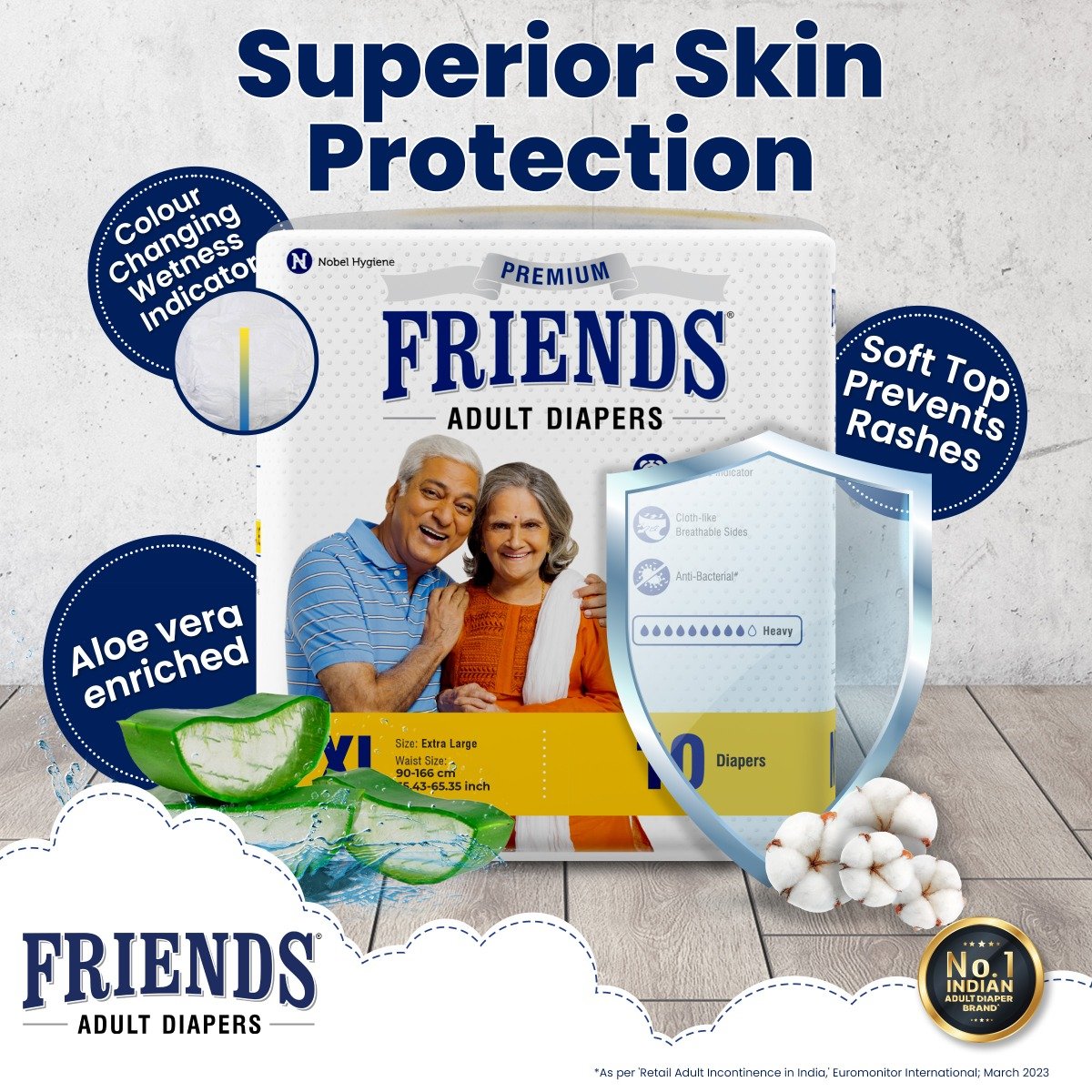 Friends Premium Adult Diapers XL, 10 Count, Pack of 1 Friends Premium Adult Diapers XL, 10 Count, Pack of 1