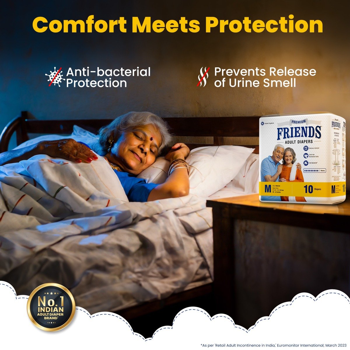 Friends Premium Adult Diapers Medium, 10 Count, Pack of 1 Friends Premium Adult Diapers Medium, 10 Count, Pack of 1