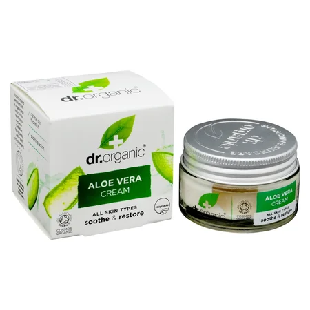 Dr. Organic Aloe Vera Cream 50 ml | Orgainc Aloe Vera | Soothing & Restoring Benefits | Provides Optimal Hydration & Soothing Action | For All Skin Type