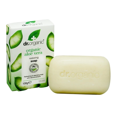 Dr. Organic Organic Aloe Vera Soap 100 gm | With Natural Extracts | Refreshing, Cleansing &amp; Restoring Soap | For All Skin Type, Pack of 1