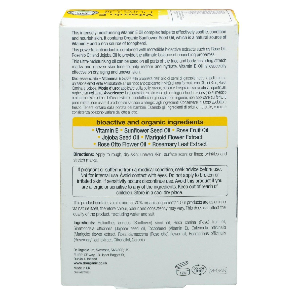 Dr. Organic Vitamin E Pure Oil 50 ml | Organic Sunflower Seed Oil & Tocopherol | Provides Moisturisation On Rough, Dry Skin, Stretch Marks, Uneven Skin, Wrinkles | For Normal To Dry Skin, Pack of 1 Dr. Organic Vitamin E Pure Oil 50 ml | Organic Sunflower Seed Oil & Tocopherol | Provides Moisturisation On Rough, Dry Skin, Stretch Marks, Uneven Skin, Wrinkles | For Normal To Dry Skin, Pack of 1