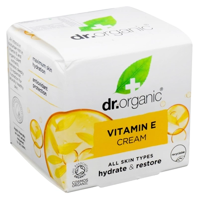 Dr. Organic Vitamin E Cream 50 ml | Vitamin E | Intense Moisturizing &amp; Restoring Cream | Deep Hydration For Healthy Skin | For All Skin Type, Pack of 1