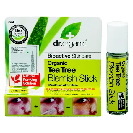 Dr.Organic Tea Tree Blemish Stick 8 ml | Tea Tree & Aloe Vera Juice | Purifies & Soothes Blemish Prone Skin | For Oily, Problem & Blemish Prone Skin
