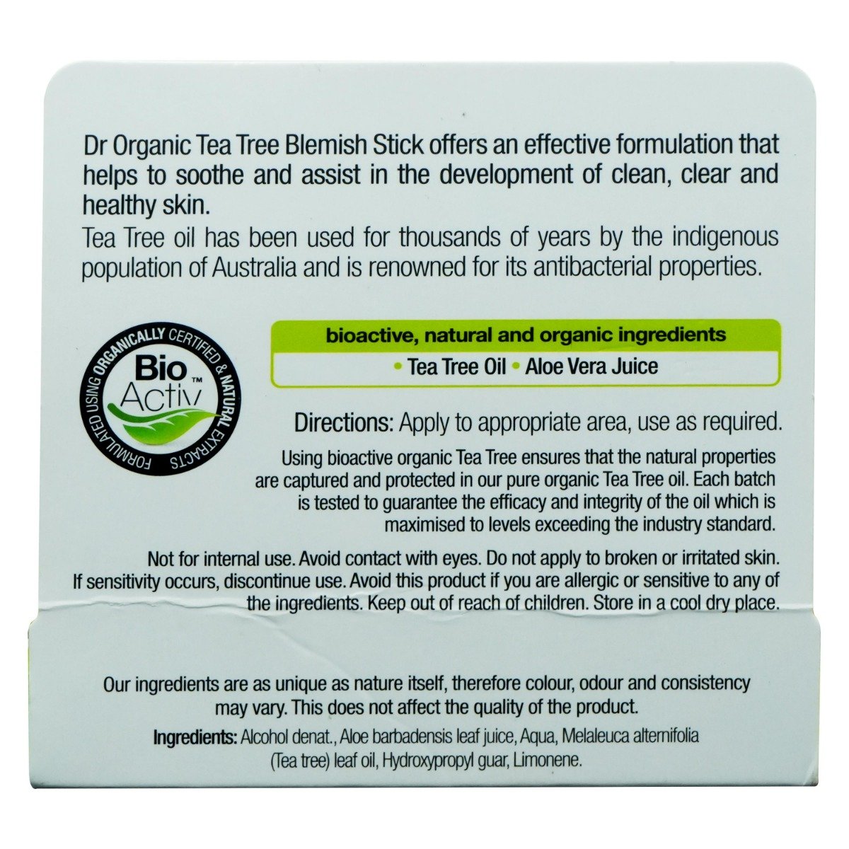 Dr.Organic Tea Tree Blemish Stick 8 ml | Tea Tree & Aloe Vera Juice | Purifies & Soothes Blemish Prone Skin | For Oily, Problem & Blemish Prone Skin, Pack of 1 Dr.Organic Tea Tree Blemish Stick 8 ml | Tea Tree & Aloe Vera Juice | Purifies & Soothes Blemish Prone Skin | For Oily, Problem & Blemish Prone Skin, Pack of 1