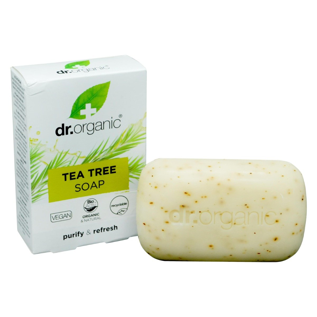 Dr. Organic Tea Tree Soap 100 gm | With organic Tea Tree & Green Tea Leaf Extract | Cleansing, Exfoliating, Purifying | For Oily & Problem Skin, Pack of 1 Dr. Organic Tea Tree Soap 100 gm | With organic Tea Tree & Green Tea Leaf Extract | Cleansing, Exfoliating, Purifying | For Oily & Problem Skin, Pack of 1