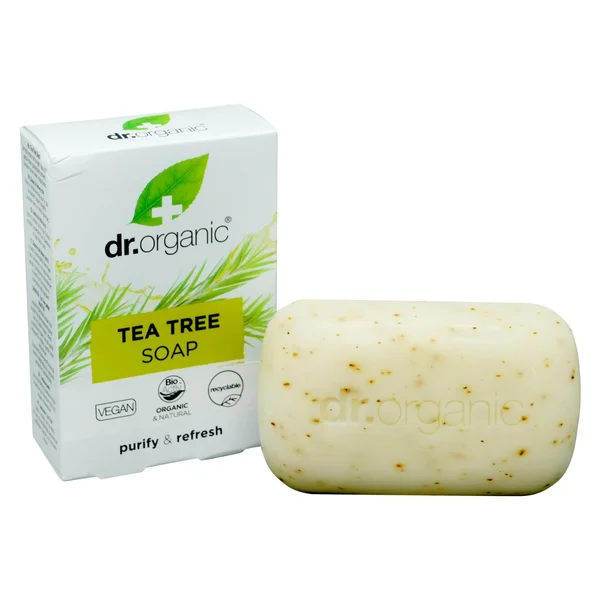 Dr. Organic Tea Tree Soap 100 gm | With organic Tea Tree &amp; Green Tea Leaf Extract | Cleansing, Exfoliating, Purifying | For Oily &amp; Problem Skin, Pack of 1