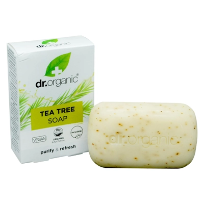 Dr. Organic Tea Tree Soap 100 gm | With organic Tea Tree &amp; Green Tea Leaf Extract | Cleansing, Exfoliating, Purifying | For Oily &amp; Problem Skin, Pack of 1