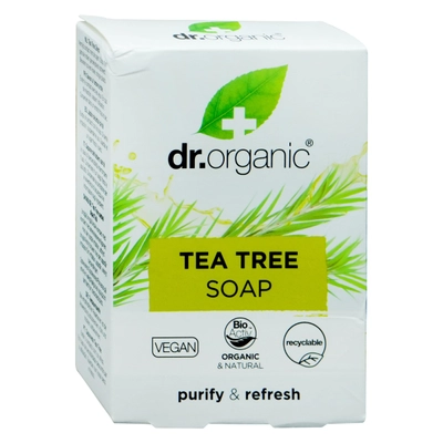 Dr. Organic Tea Tree Soap 100 gm | With organic Tea Tree &amp; Green Tea Leaf Extract | Cleansing, Exfoliating, Purifying | For Oily &amp; Problem Skin, Pack of 1