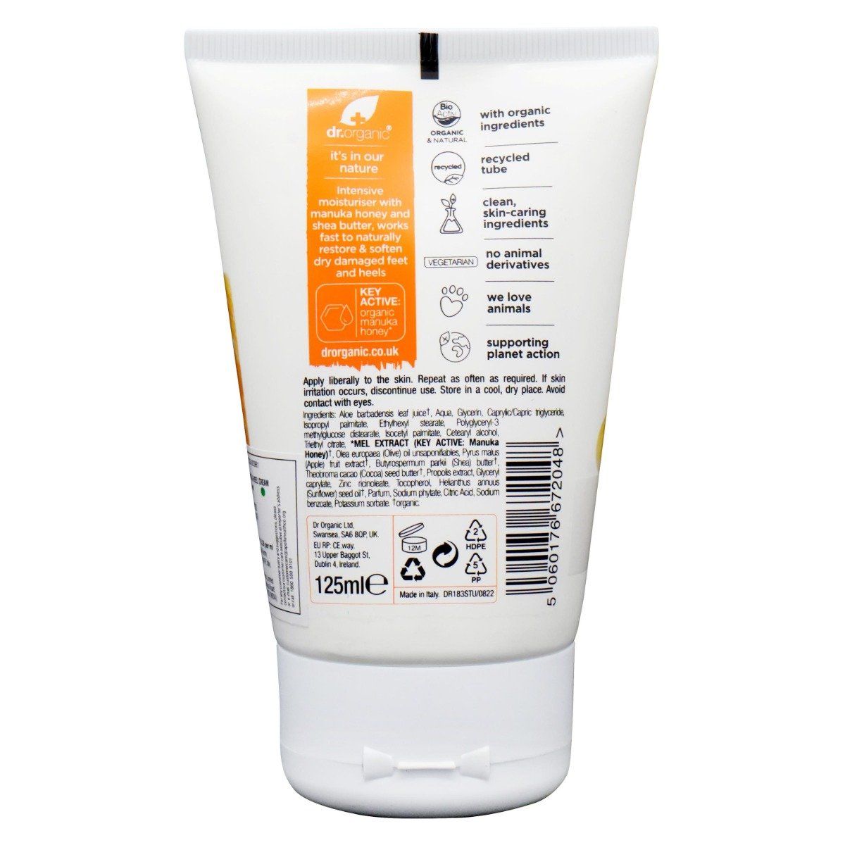 Dr. Organic Manuka Honey Foot & Heel Cream 125 ml | With Manuka Honey & Shea Butter | Moisturising & Restoring | For Dry & Sensitive Skin, Pack of 1 Dr. Organic Manuka Honey Foot & Heel Cream 125 ml | With Manuka Honey & Shea Butter | Moisturising & Restoring | For Dry & Sensitive Skin, Pack of 1