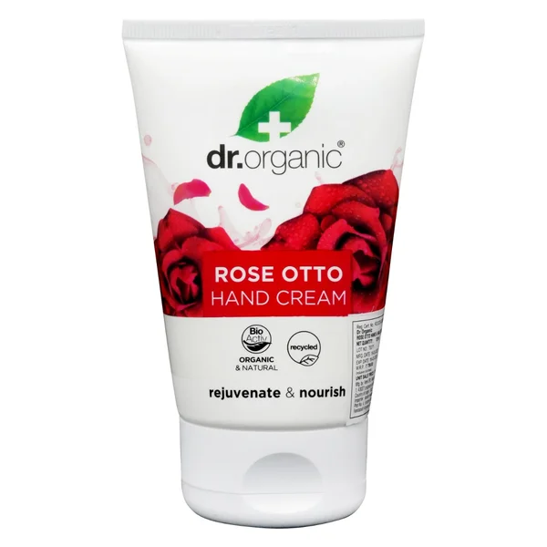 Dr. Organic Rose Otto Hand Cream 125 ml | Rose Otto &amp; Plant Extract | Moisturises &amp; Hydrate Dry, Rough Skin | Moisturising &amp; Restoring Cream, Pack of 1