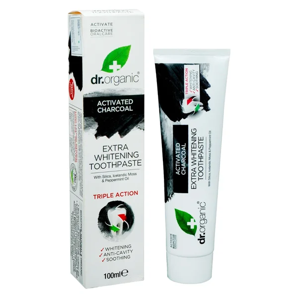 Dr. Organic Activated Charcoal Extra Whitening Toothpaste, 100 ml, Pack of 1