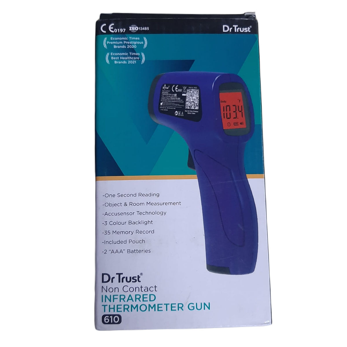 Dr Trust (USA) Clinical Digital Non Contact Infrared Forehead Thermometer Gun-610 (Blue), 1 Count, Pack of 1 Dr Trust (USA) Clinical Digital Non Contact Infrared Forehead Thermometer Gun-610 (Blue), 1 Count, Pack of 1