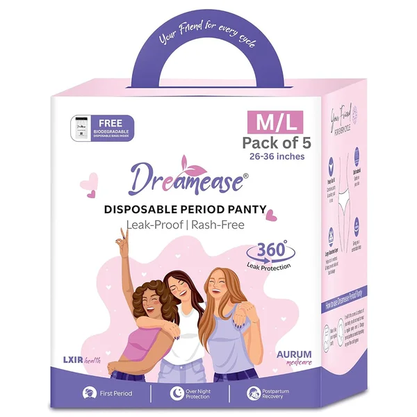DREAMEASE DISPOSABLE PERIOD PANTY M/L 5'S
