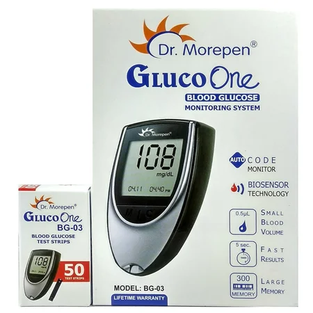 Dr.Morepen Gluco One Blood Glucose Monitoring System BG-03 with 50 Test Strips, 1 kit