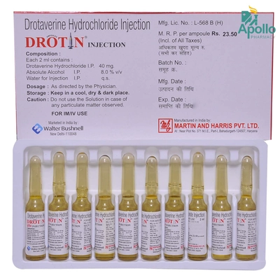 Drotin 40 mg Injection 10 x 2 ml, Pack of 10 InjectionS