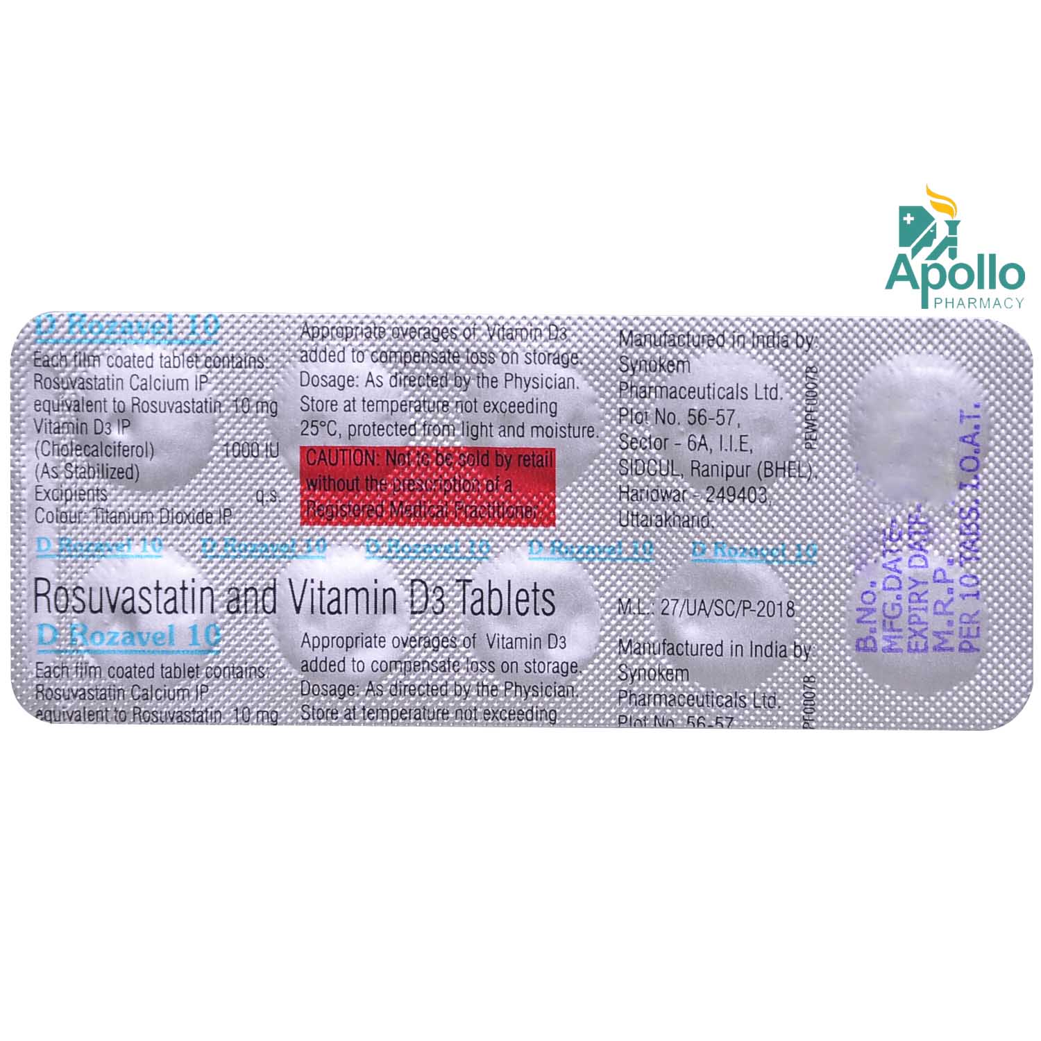 D Rozavel 10 Tablet 10's, Pack of 10 D Rozavel 10 Tablet 10's, Pack of 10