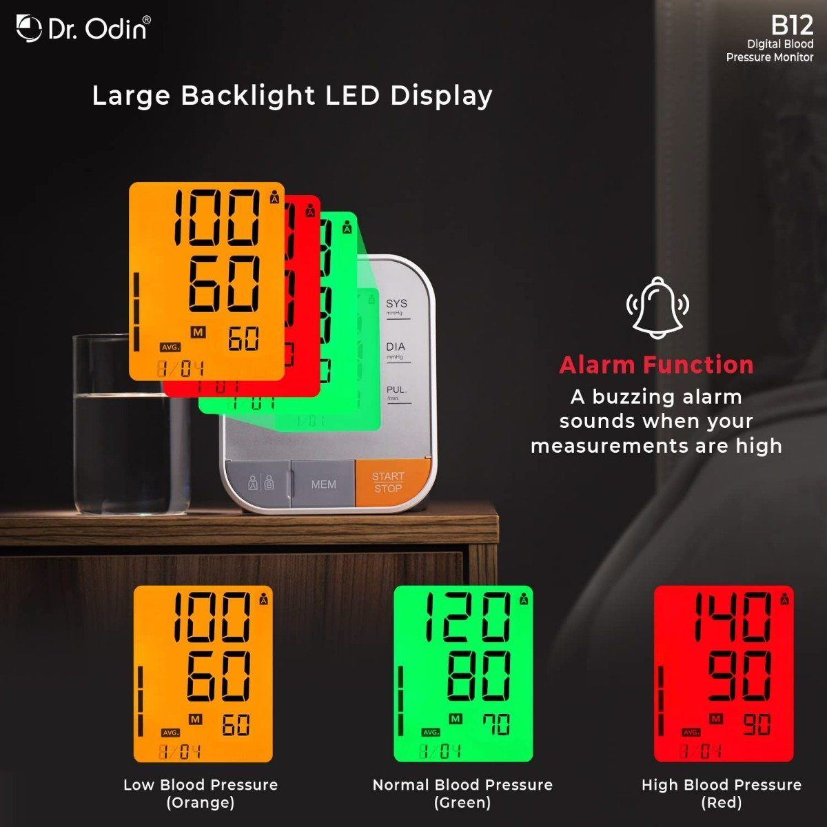 Dr. Odin B12 Fully Automatic Digital Blood Pressure Monitor, 1 Count, Pack of 1 Dr. Odin B12 Fully Automatic Digital Blood Pressure Monitor, 1 Count, Pack of 1