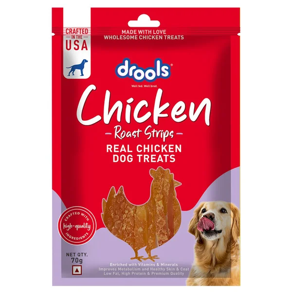 Drools Chicken Roast Strips Chicken Dog Treats, 70 gm, Pack of 1