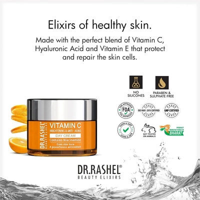 Dr. Rashel Vitamin C Brightening &amp; Anti-Aging Day Cream, 50 gm, Pack of 1