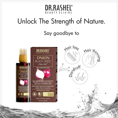 Dr.Rashel Onion Black Seed Onion Hair Oil with Comb Applicator, 100 ml, Pack of 1