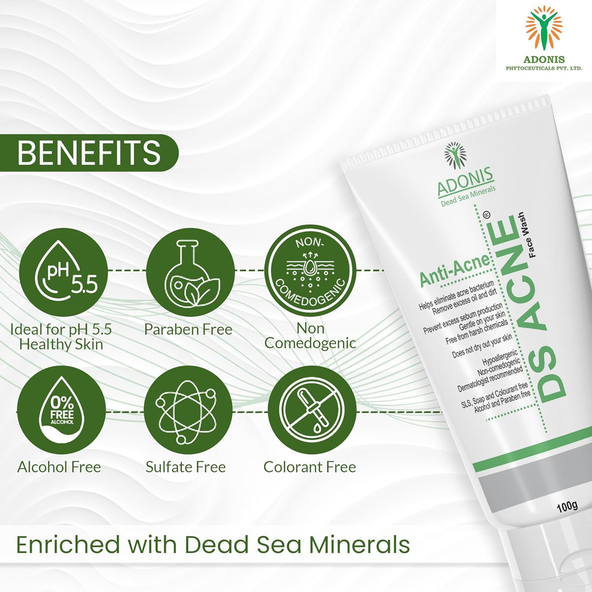 Adonis DS Acne Face Wash 100 gm | With Natural Ingredients | Removes Excess Oil | Prevents Acne Eruptions | For Acne Free Skin, Pack of 1 Adonis DS Acne Face Wash 100 gm | With Natural Ingredients | Removes Excess Oil | Prevents Acne Eruptions | For Acne Free Skin, Pack of 1