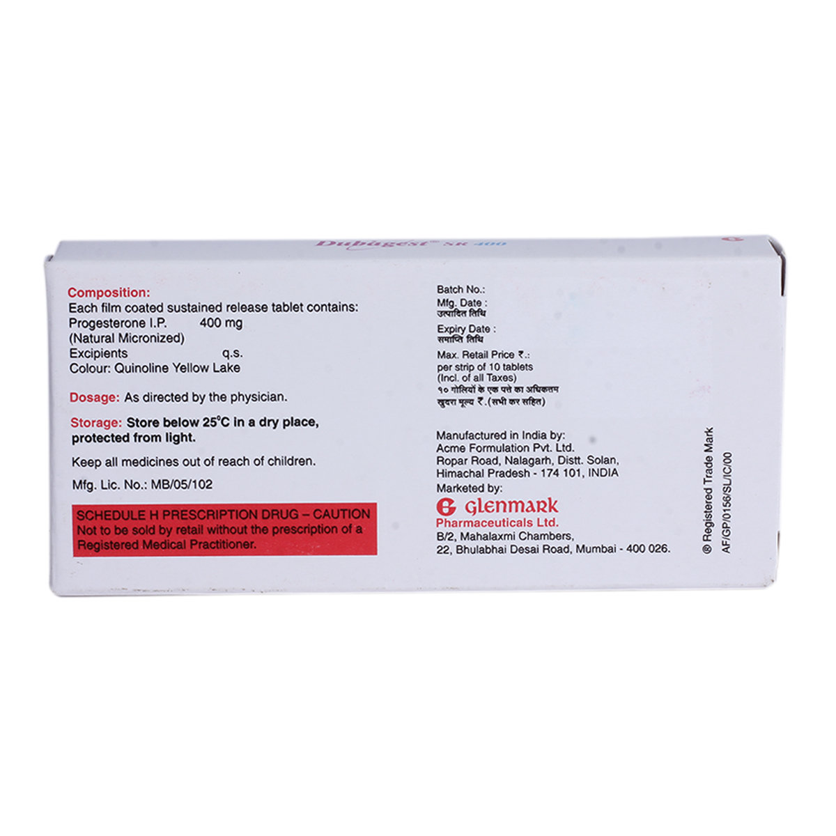 Dubagest SR 400 Tablet 10's, Pack of 10 TABLETS Dubagest SR 400 Tablet 10's, Pack of 10 TABLETS